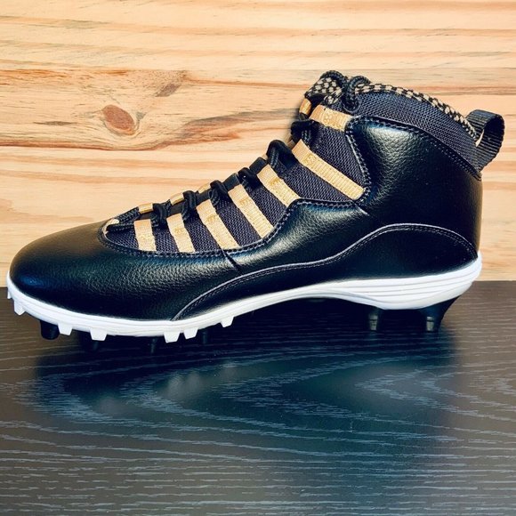 Nike Air Jordan 10 TD Mid Men's Football Cleats Black Gold NEW - Picture 5 of 9